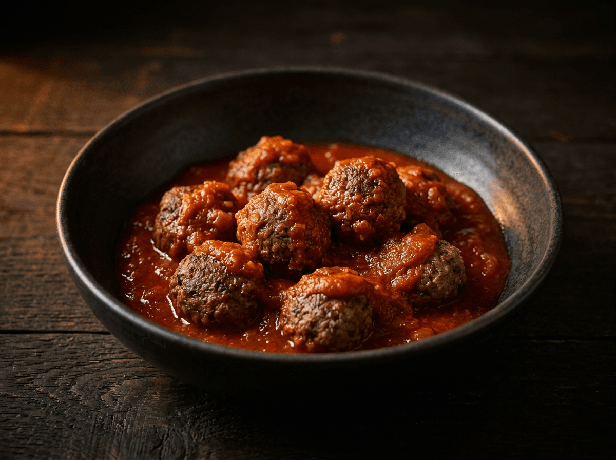 Beef Meatballs Marinara — performance menu item by ABLTY