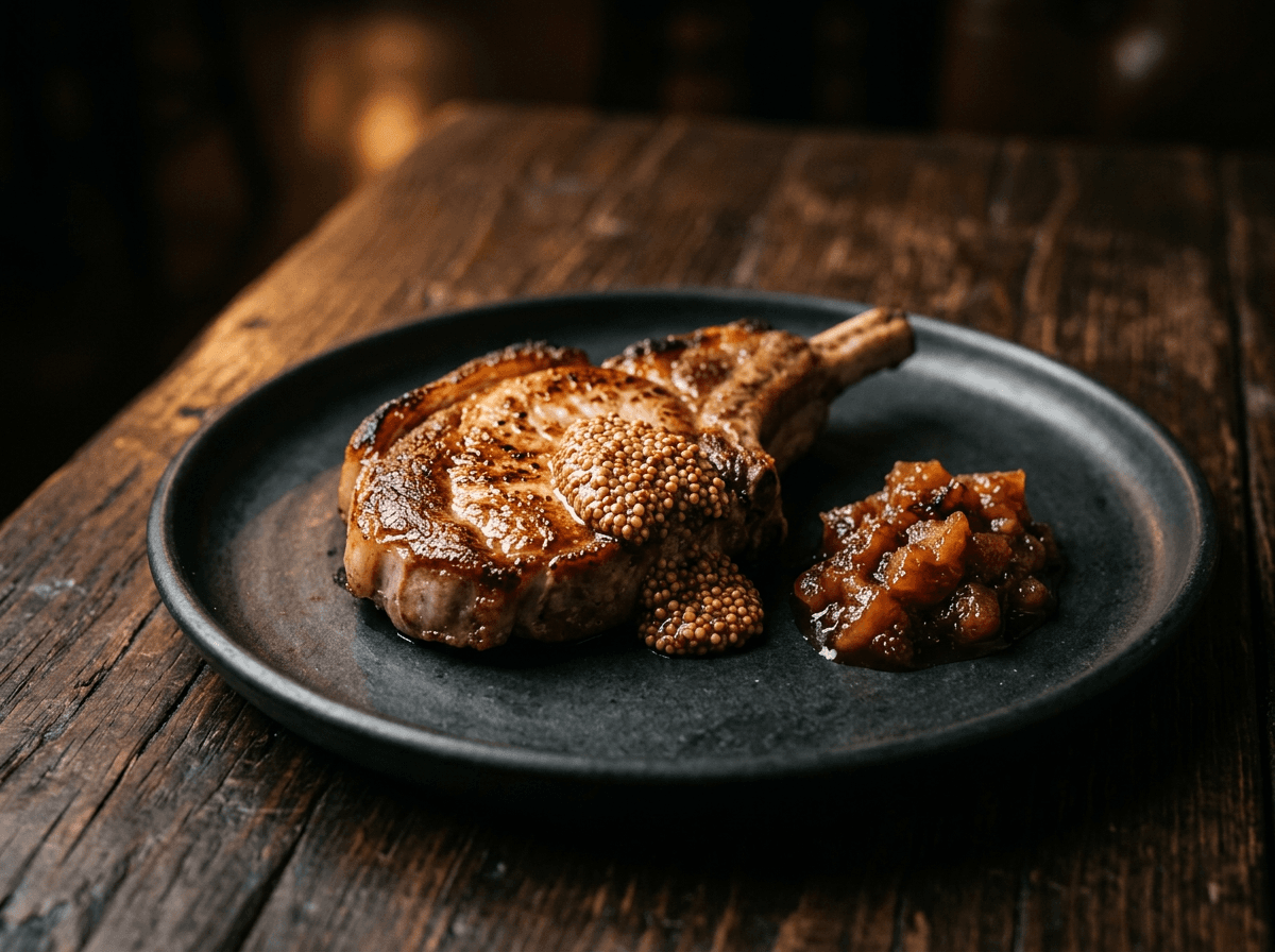 Pork Ribeye with Mustard-Apple — performance menu item by ABLTY